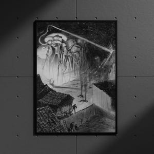 War of the Worlds Digital Download, Graphic 08 Alien Art, Vintage Sci-Fi Printable Illustration 1906 HG Wells Novel, Space Invasion Art-164D