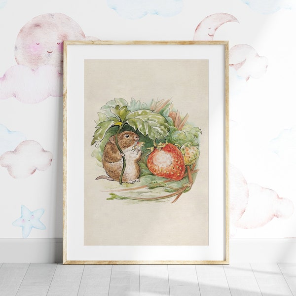 Beatrix Potter Poster Print, Antique Peter Rabbit Illustration, Vintage Nursery Decor-112P