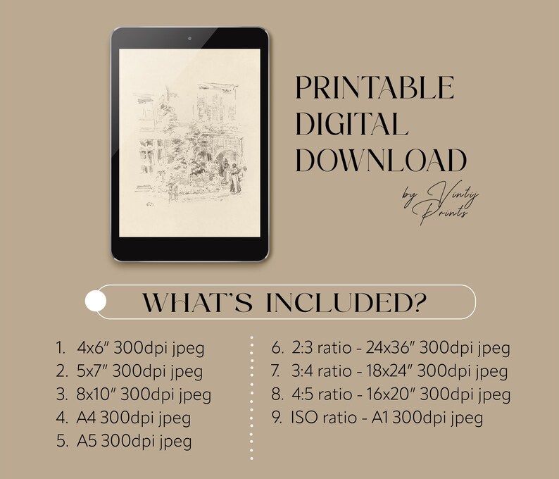 May include: Printable digital download of a black and white sketch of a building. The download includes nine different sizes, including 4x6 inches, 5x7 inches, 8x10 inches, A4, A5, 2:3 ratio, 3:4 ratio, 4:5 ratio, and ISO ratio.