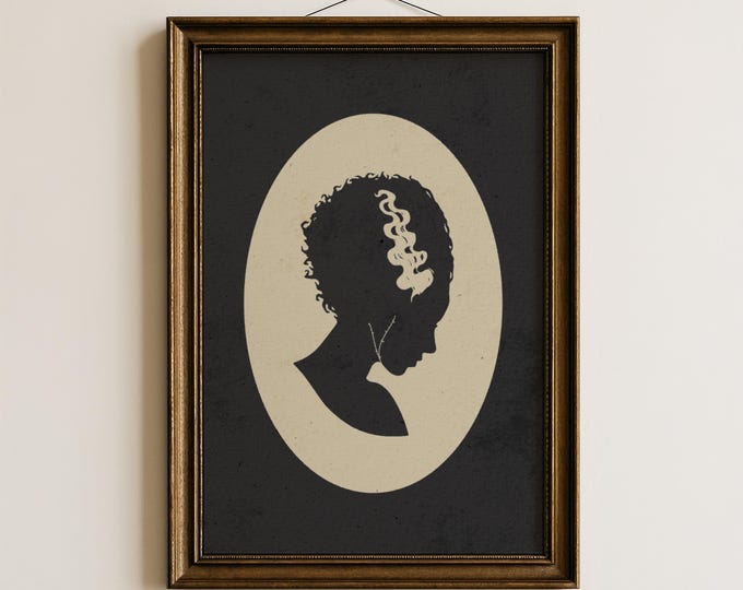 Bride of Frankenstein Portrait Poster Print, Antique Halloween Silhouette-250P