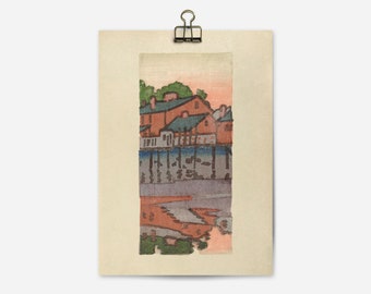 DIGITAL DOWNL0AD | Colorful Vignette III | Antique Vibrant Painting Harbor Docks at Sunset | Vintage Magnolia Wall Decor | 092D