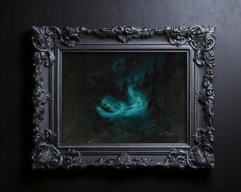 TÉLÉCHARGEMENT NUMÉRIQUE | La danse des fées | Peinture mystique antique de fées dans une forêt sombre | décoration murale gothique vintage | 136D