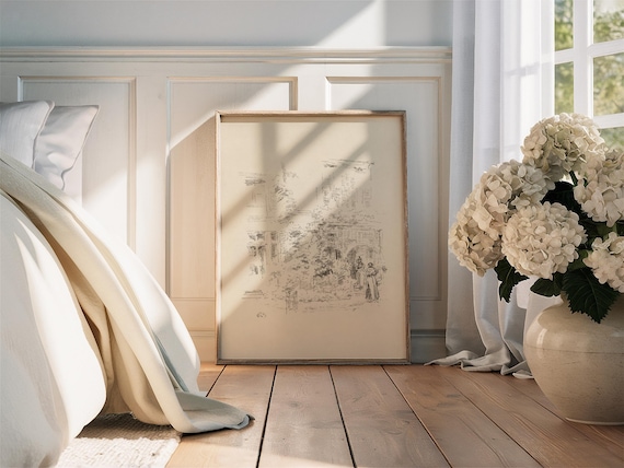 DIGITAL DOWNLOAD | The Garden Porch | Antique Sketch by James McNeill Whistler | Vintage Victorian Hand Drawing Neutral Wall Decor | 145D
