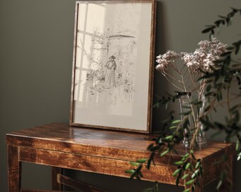 DIGITAL DOWNLOAD | Gossip in the Garden | Antique Sketch, James McNeill Whistler | Vintage Victorian Hand Drawing Neutral Wall Decor | 147D