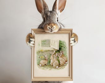 Beatrix Potter Digital Download, Antique Peter Rabbit Printable Illustration, Vintage Nursery Decor-105D