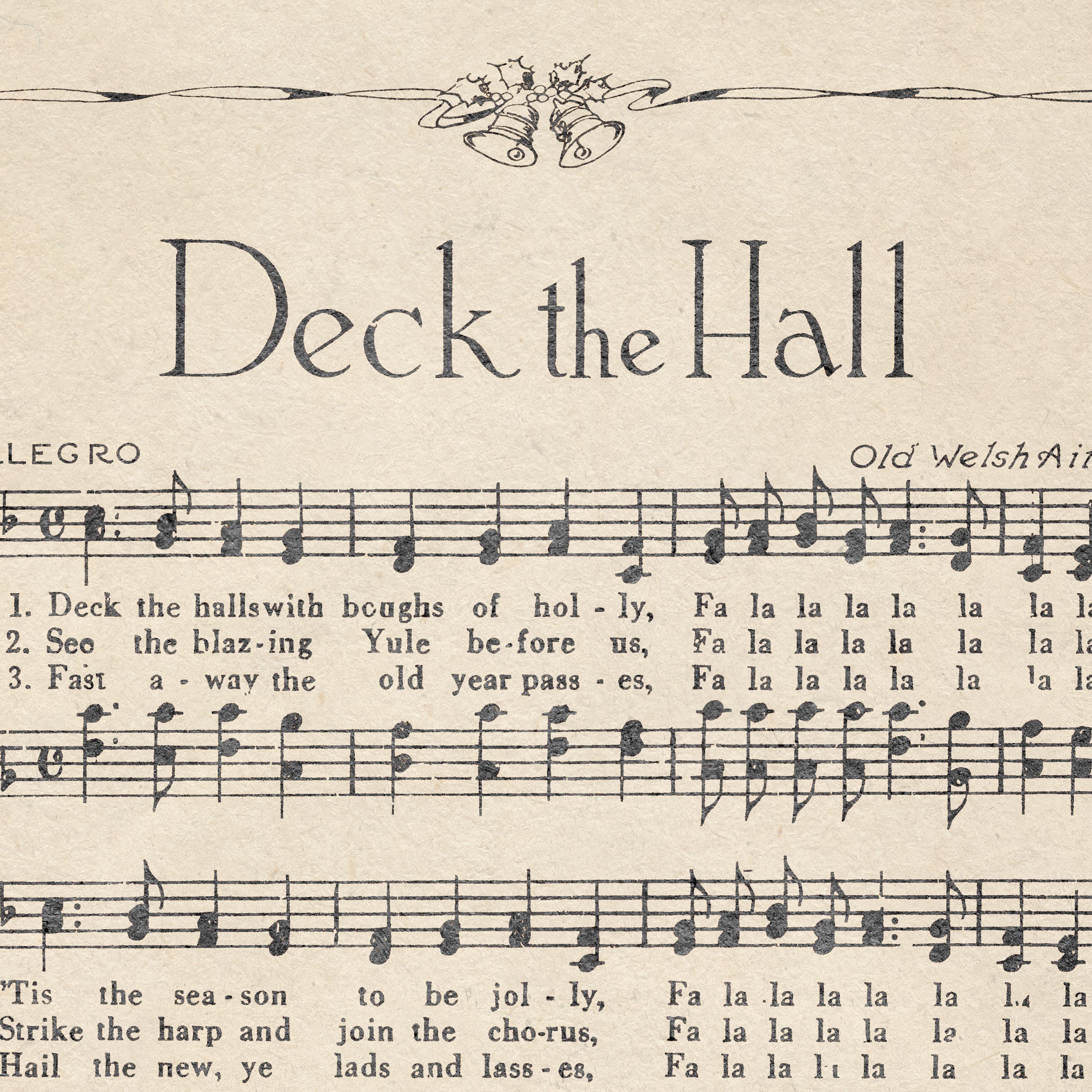 Deck the Halls Digital Download, Antique Printable Christmas Sheet ...