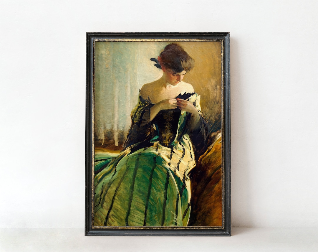 POSTER PRINTS | Study in Black and Green | Antique Painting of a Woman ...