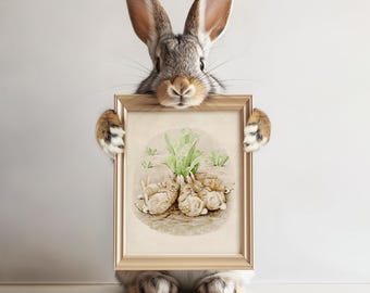Beatrix Potter Digital Download, Antique Peter Rabbit Printable Illustration, Vintage Nursery Decor-107D