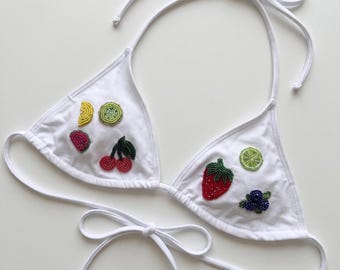 Custom Beaded Fruit Bikini Top