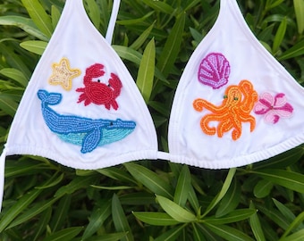 Custom Beaded Sea-Life Bikini Top