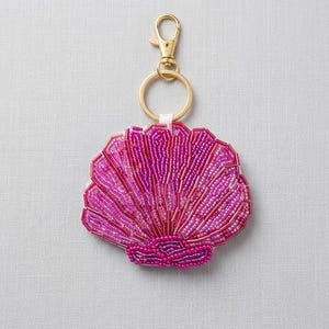 Glimmering Pink Shell Beaded Keychain / Bag Charm