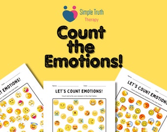 Emotion Counting Emoji Pack: 3 Digital Printables for Kids - Learn Feelings & Numbers, Educational Emotional Awareness Activity