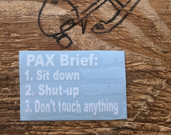 Pax brief sticker
