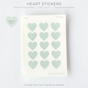 Heart Planner Stickers | Transparent Matte Heart Shapes in 20 Colors
