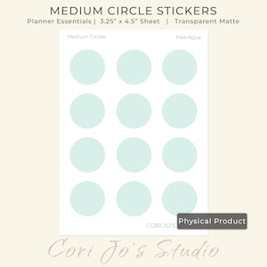 Transparent Matte Medium Circle Planner Stickers | 16 Colors