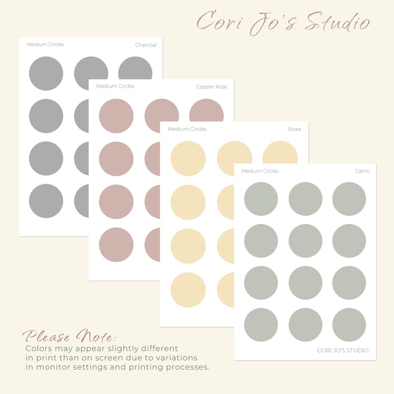 Medium Circle Planner Stickers | Transparent Matte, 16 Colors - Etsy