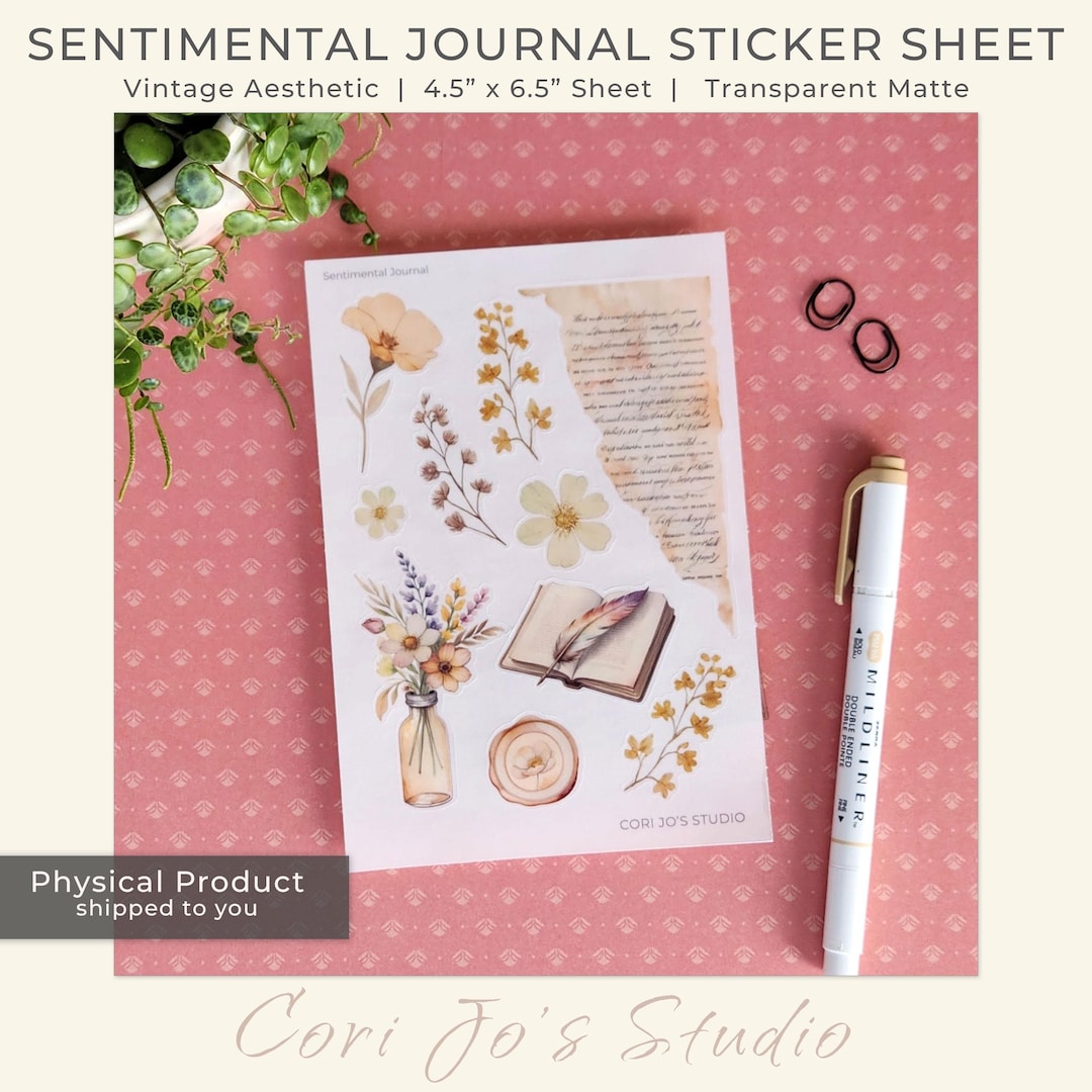 Sentimental Journal Sticker Sheet | Vintage Aesthetic Planner & Junk ...