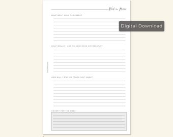 May include: A printable weekly review planner insert in black and white with the text "Week in Review" and "Digital Download".