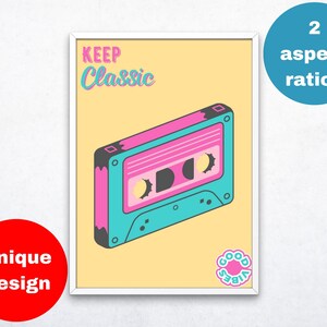 90s Poster, Cassette Print, Art Print, Wall Art, Retro Poster. Instant Digital Download! Good Vibes Only!