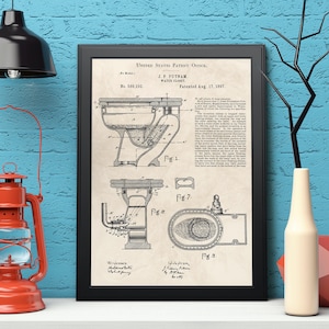 1897 Toilet, Water closet Patent Print, Printable Patent Poster, Bathroom Decor, Wall Art. Digital Download!