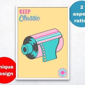90s Poster, Film Roll, Art Print, Wall Art, Retro Poster. Instant Digital Download! Good Vibes Only!