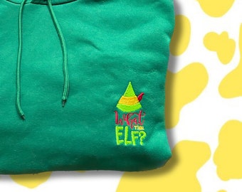 Buddy el elfo camiseta, sudadera, sudadera con capucha. Regalos de elfos, regalo de Navidad, diseño de elfos bordados a máquina