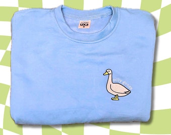 Sudadera bordada de ganso tonto, Suéter de algodón divertido, Jersey unisex, Jersey de manga larga, Regalo de sudadera de cuello redondo, Suéter amante del ganso