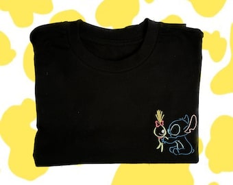 Camiseta/suéter bordado de Lilo y Stitch Muñeca Stitch y scrump