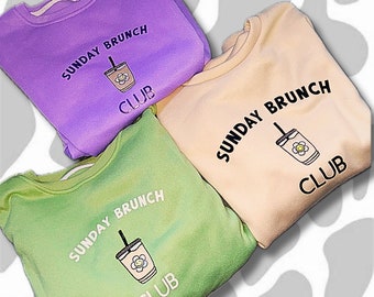 Sudadera de brunch dominical, Camiseta de brunch, Regalo para amantes del café helado, Camisa con ambiente de fin de semana