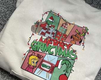 Sudadera Merry Grinchmas, camiseta/sudadera/sudadera con capucha de El Grinch. Sudadera de la película navideña. Sudadera de la película de dibujos animados El Grinch