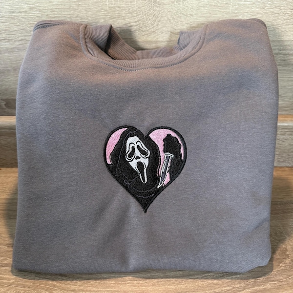 Halloween Horror Characters Sweatetshirt. Scream Ghostface Embroidered Sweatshirt. Horror Movie Gift. Scream Crewneck