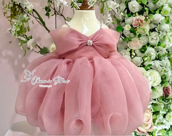 Baby Girl dress Special Occasion, First Birthday Dress, Baby Girl Party Dress, 1st Birthday Dress, Birthday Dress Girls dusty rose Dress