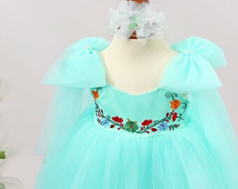 Mexican Traditional Baby Girl tutu dress| Bohemian Embroidered Chanelito dress| Ethnic Style Girl Photo Shoot 5 de Mayo| Mexican Primavera