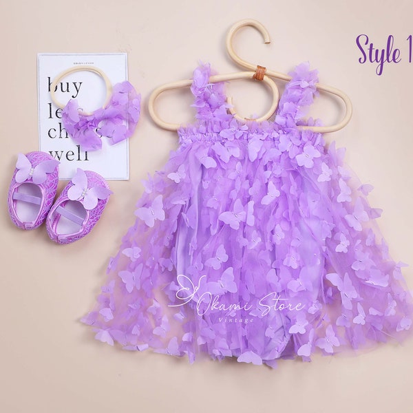 Lilac Butterfly Lace romper, Girls Spring summer pastel romper, Baby Special Occasion Lilac birthday Princess , Easter eggs butterfly dress