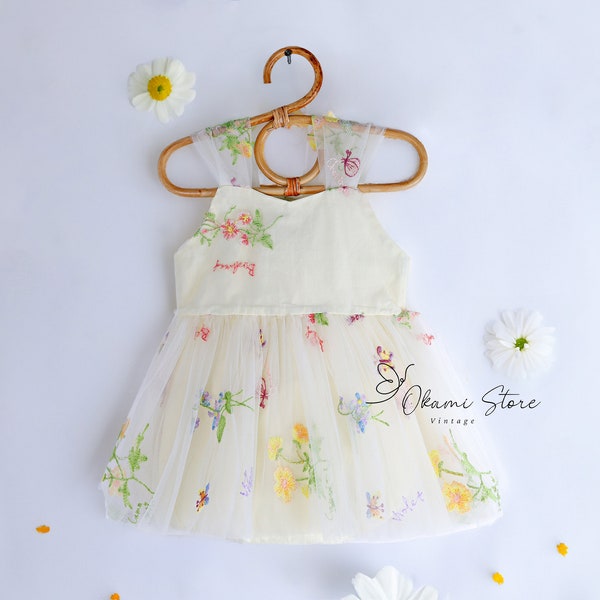 Baby Girl Summer Flower Lace Dress | Baby Girl Flower Embroidered Romper | Baby Girl Gift | Baby Girl Clothing Flower Girl Tutu Flower Party