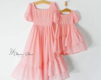 Blush pink Mommy and me matching dresses, mommy and me outfit, matching outfits, family outfit, mommy and me dresses,Mothers day gift easter