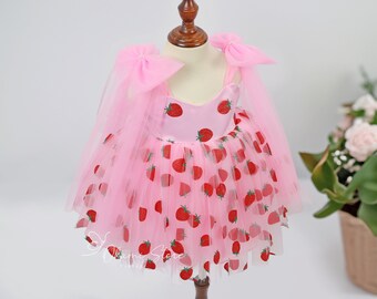 Tenue 1er anniversaire baies, ensemble de vêtements personnalisés fraises pour bébé fille, robe Sweet One Baby, cadeau de baby shower, séance photo smash de gâteau