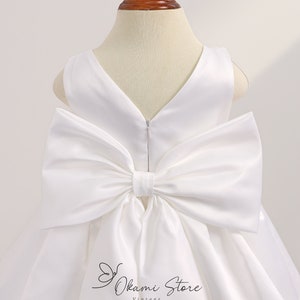 Robe de demoiselle d'honneur en satin blanc cassé gros noeud, robe de mariée pour tout-petits, robe de demoiselle d'honneur junior pour fête de mariage, robe de baptême image 8