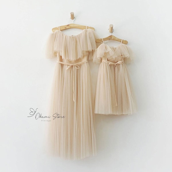 Matching Mommy and Me Dresses, 1st Birthday Dress, Tulle Dresses, Wedding Guest Dress, Family Outfit For Photoshoot Easter, Mothers day gift