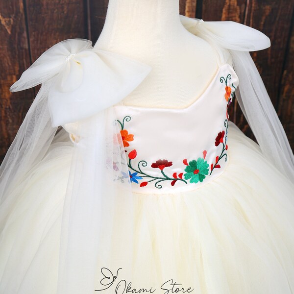 Mexican Traditional Baby Girl tutu dress| Bohemian Embroidered Chanelito dress| Ethnic Style Girl Photo Shoot 5 de Mayo| Mexican Primavera