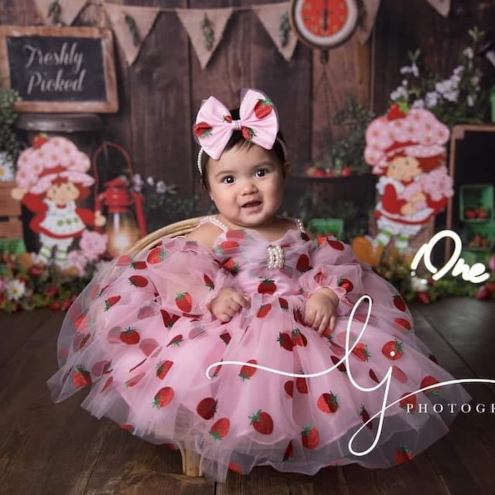berry first birthday dress Birthday Girl Smocked Strawberry Dress  Lillie & Lilah