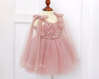 Rose gold twinkle butterfly tulle baby girl dress, lilac birthday girl dress, wedding baby dress, photoshoot party baby dress, ball gown