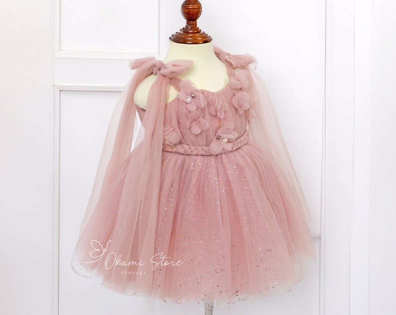 Toddler Pink Butterfly Dress, Toddler Girls Dress, Lace Summer Baby Clothes, Birthday Bliss with the Butterfly Tulle Dress, Wing Party dress zdjęcie 1