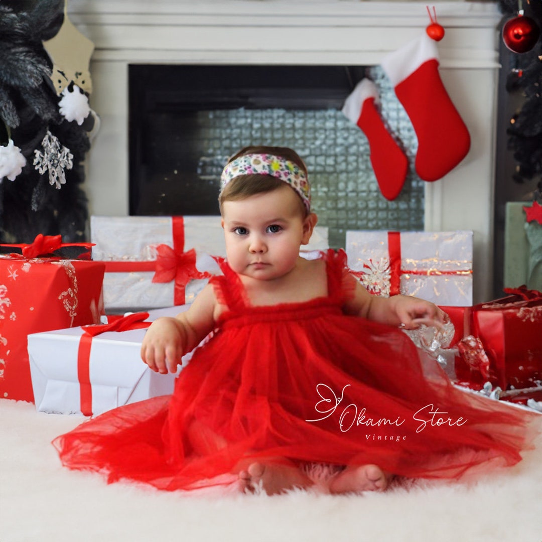Red Baby Dress, Baby Girl Christmas Dress, Red Cake Smash Dress, 1st