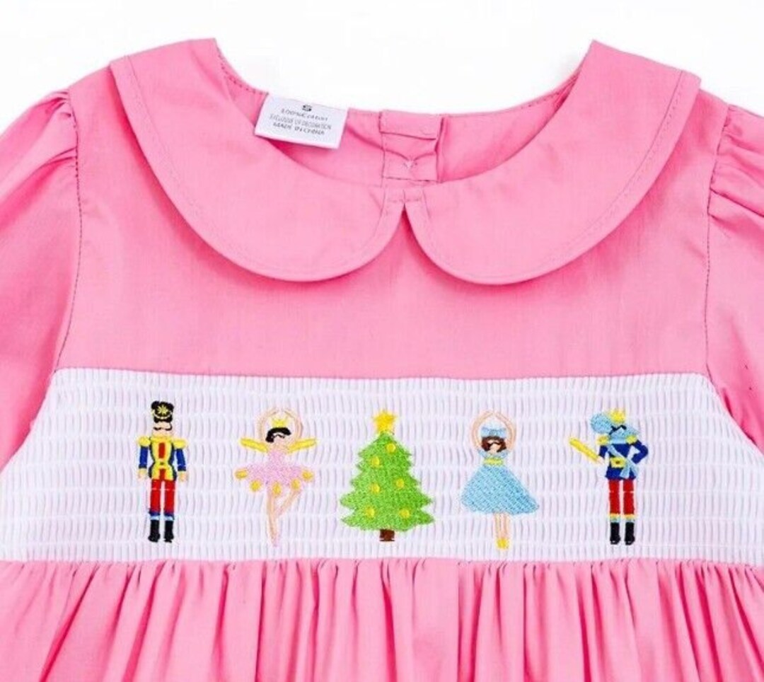 Nutcracker Christmas Smocked Dress in Pink Clara Vintage Etsy