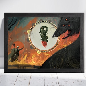 Dragon Age 4, Inquisition, Gerahmtes Poster Wandkunst, Poster Wandkunst, Dragon Age Kunst, Dragon Age Extra großes Poster, Fliegender Drache, Haus Geschenk