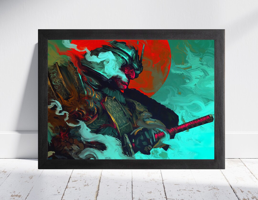 Japanese Samurai Poster, Framed Poster Wall Art, Samurai Wall Art
