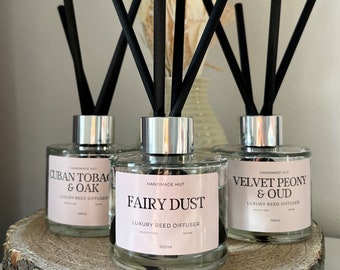 Diffuseur de roseau de luxe, fait main, coulé à la main, diffuseur d'huiles fortes, gamme de parfums, parfum d'intérieur, cadeau fête des mères, cadeau pour elle