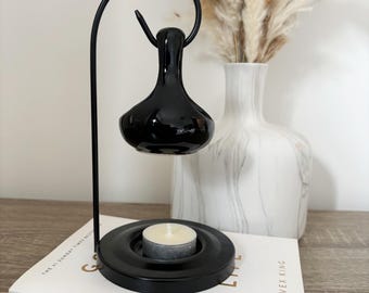 Brûleur à cire suspendu, Brûleur à huile en forme de larme, Accessoires de parfum d'intérieur et cadeaux, Noir, blanc, gris, Décoration d'intérieur, Fondant à cire