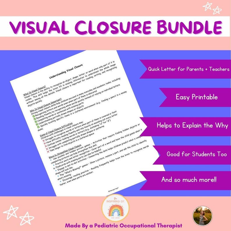 Visual For Include Visual Closure Bundle Classroom Homeschool 28 Sheets Visual Perception ...